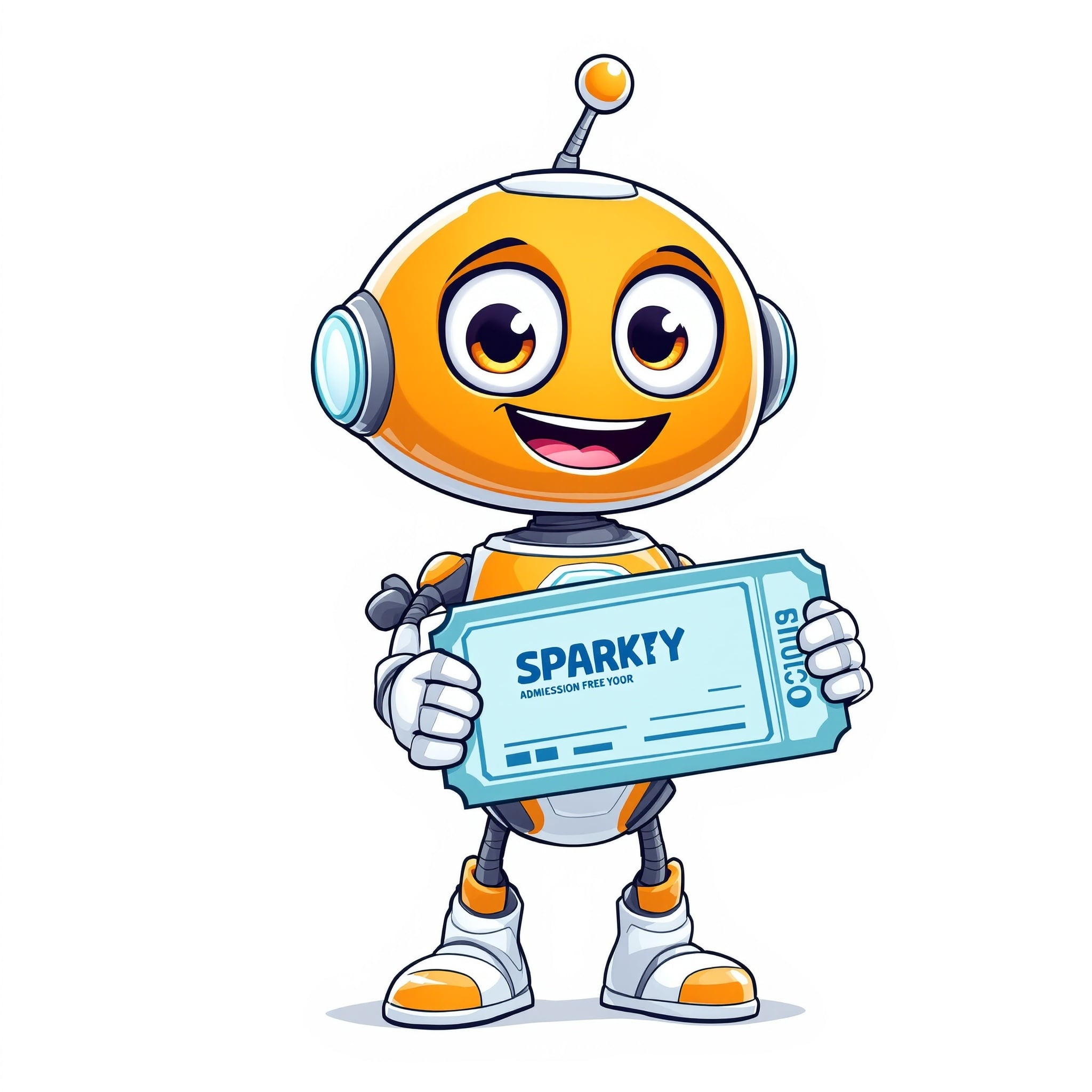 Sparky holding a ticket